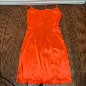 Neon orange mini party girl dress